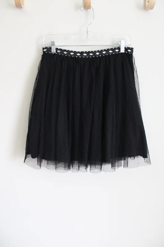 Sequin Hearts Black Tulle Skirt | 11 leather skirt bold
