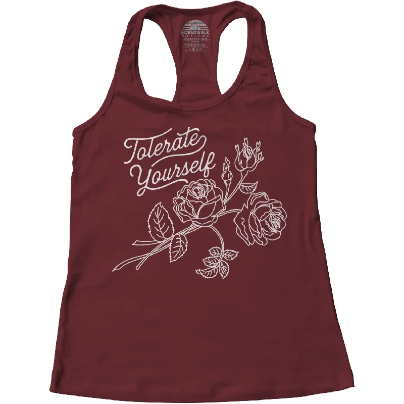Women's Tolerate Yourself Racerback Tank Top peekaboo tank top