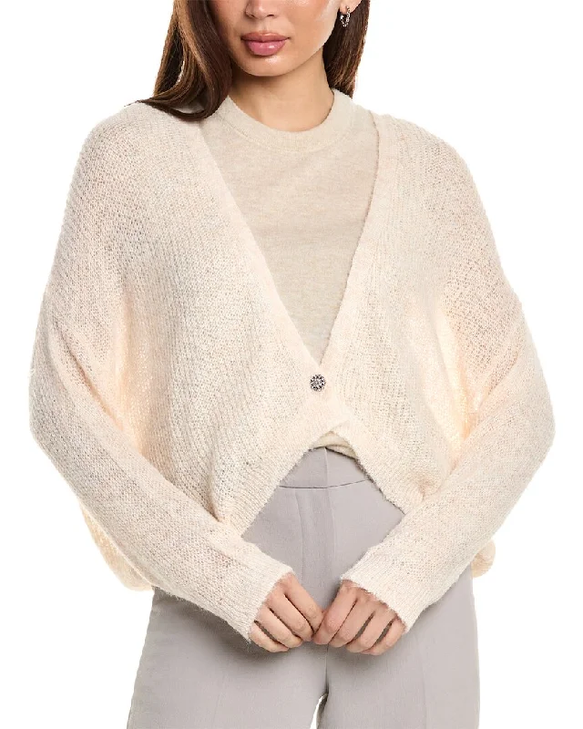 Vince Camuto Wool-Blend Cardigan Spandex Blend Rayon Blend Denim Blend
