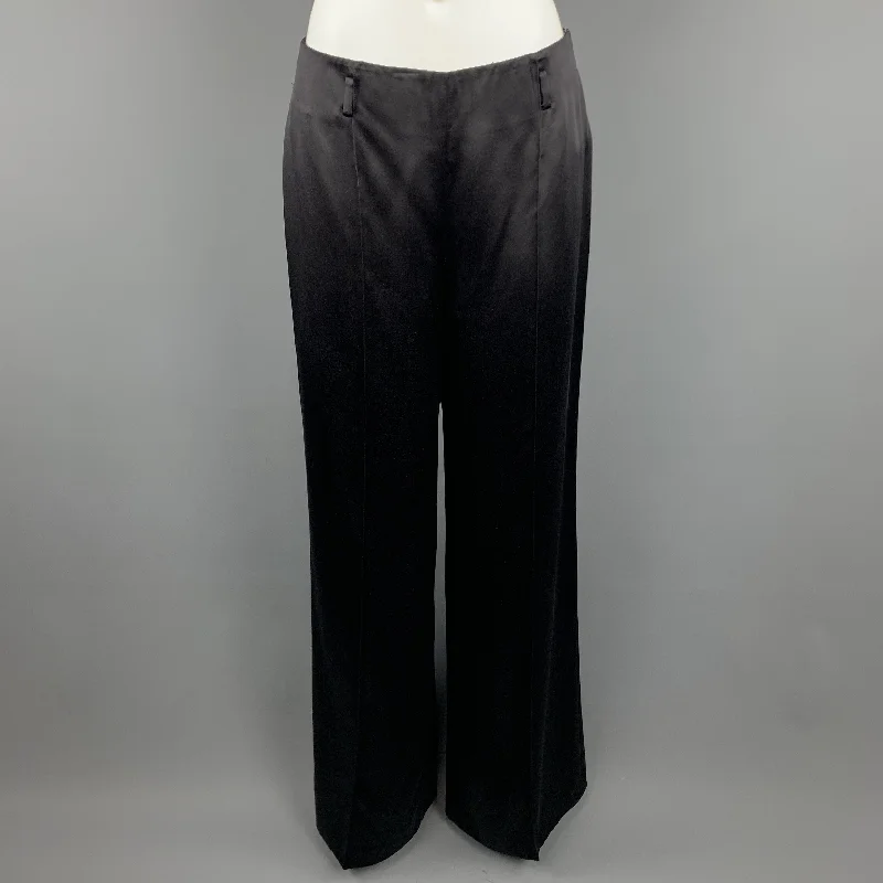 RALPH LAUREN Size 8 Black Silk  Dress Pants High-Waist Trousers