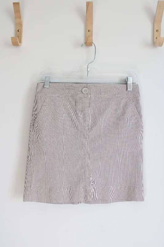 LOFT Tan White Striped Khaki Skirt | 0 Petite velvet skirt rich
