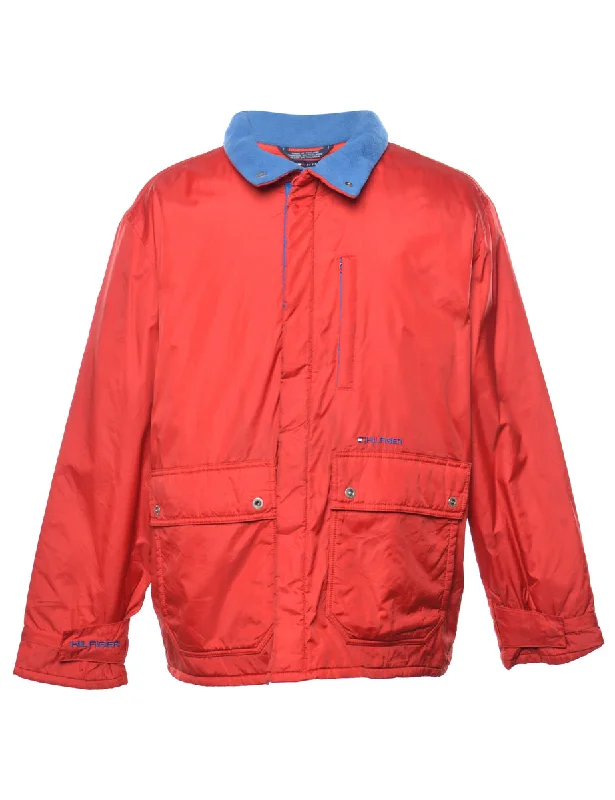 Tommy Hilfiger Red & Blue Nylon Jacket - L Quilted Jacket Puffer Jacket Insulated Jacket