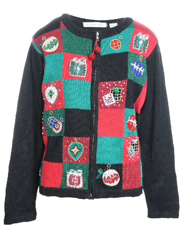 Festive Gifts Christmas Cardigan - L Wool Fabric Cashmere Fabric Tweed Fabric