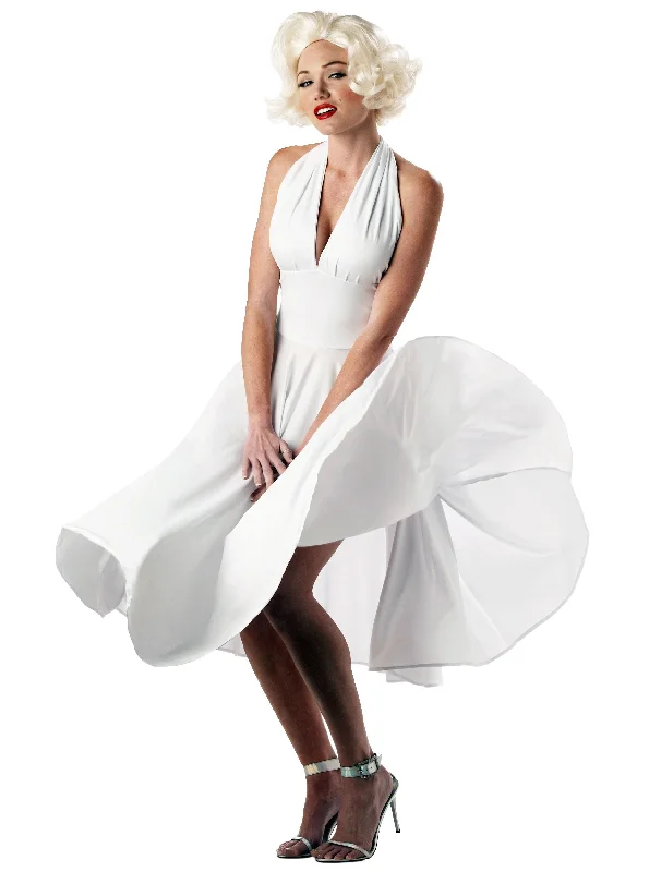 Classic Monroe White Halter V-neck Short Homecoming Dresses Simple Short Party Dress OM550 Turtleneck Neckline Stylish