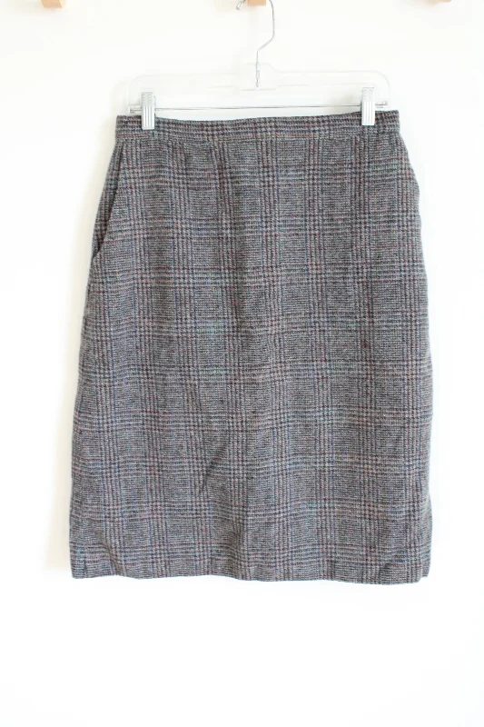 L.L. Bean Vintage Gray Plaid Skirt | 16 Petite relaxed fit skirt