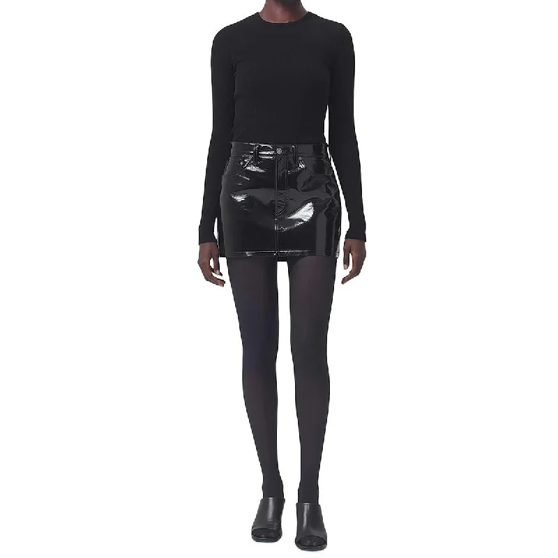 Agolde Womens Liv Short Mini Skirt velvet skirt plush