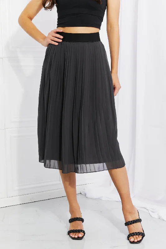 Zenana Full Size Romantic At Heart Pleated Chiffon Midi Skirt velvet skirt plush