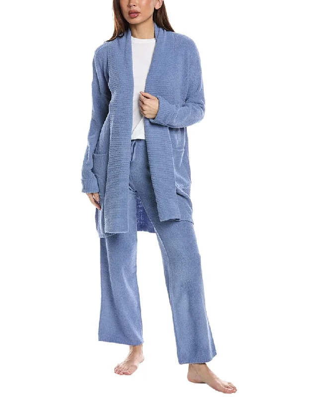 N Natori Aura Solid Rib Cardigan Fleece Fabric Down Fabric Feather Fabric