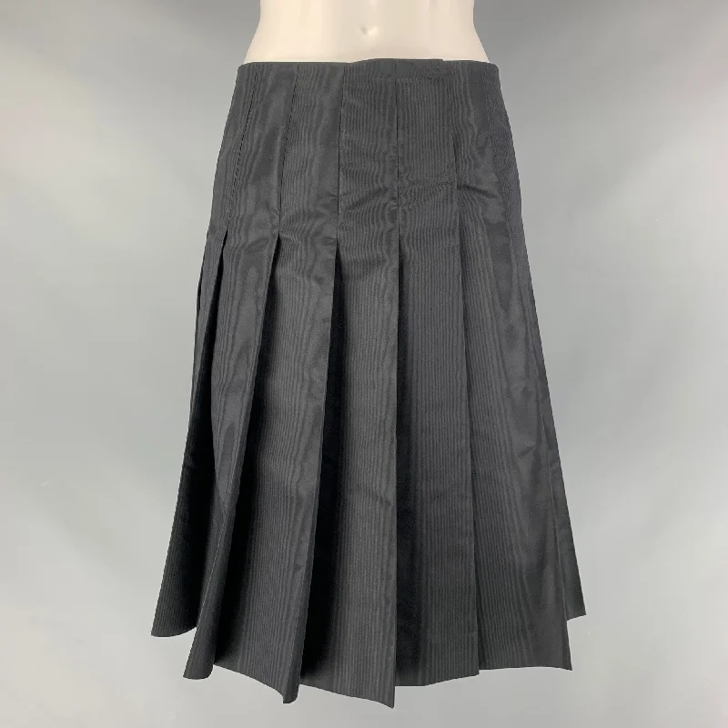 PRADA Size 2 Black Silk Pleated Circle Skirt wool skirt breathable