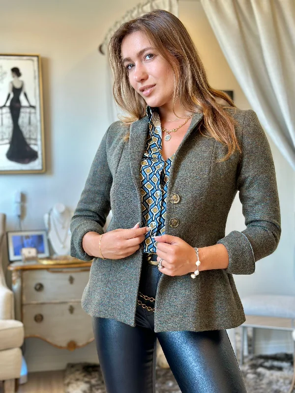 T.ba Jacket Tweed Collared Jacket Crew Neck Jacket Turtle Neck Jacket