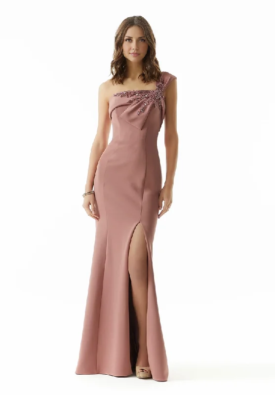 Women's Prom Dress Party Dress Beaded Wedding Guest Dress One-shoulder Mother of the Bride Dresse With Sweep Train Square Neckline Feminine