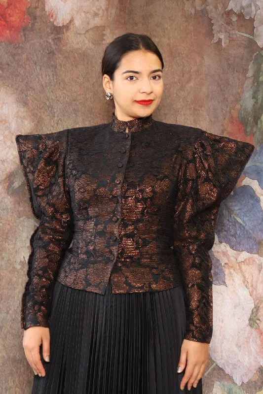 Hanae Mori Brocade Wing Jacket M Welt Pockets Slit Pockets Flap Pockets