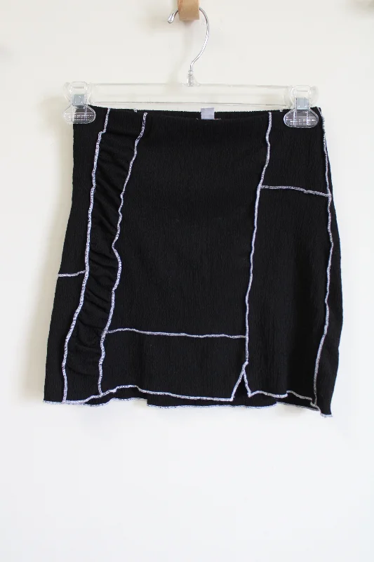 Urban Outfitters Black Fitted Stitched Skirt | XS linen skirt light