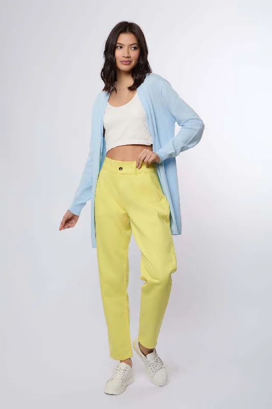 Women Pant Boyfriend Cut Chino Yellow Fashionable Jogger Pants