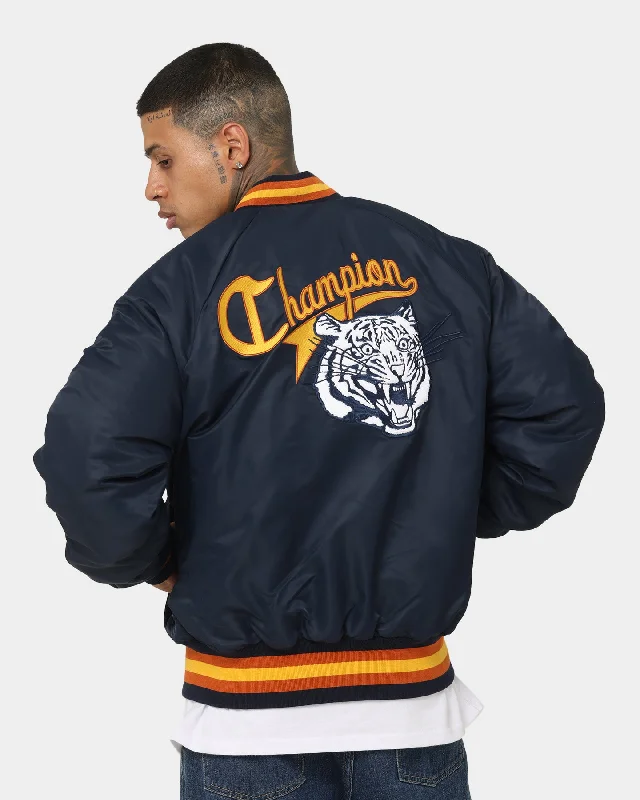 Champion Lifestyle Letterman Jacket Navy Rayon Fabric Velvet Fabric Corduroy Fabric