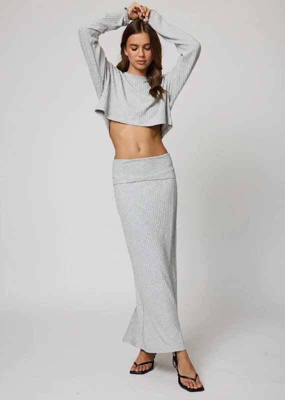 The Hygge Rib Fold Over Skirt - Heather wool skirt sturdy