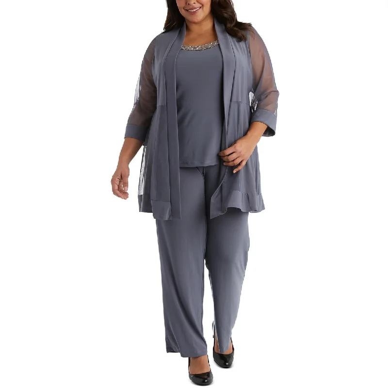 R&M Richards Womens Plus 2PC Jacket Pant Suit Elasticated Jacket Padded Jacket Insulated Jacket
