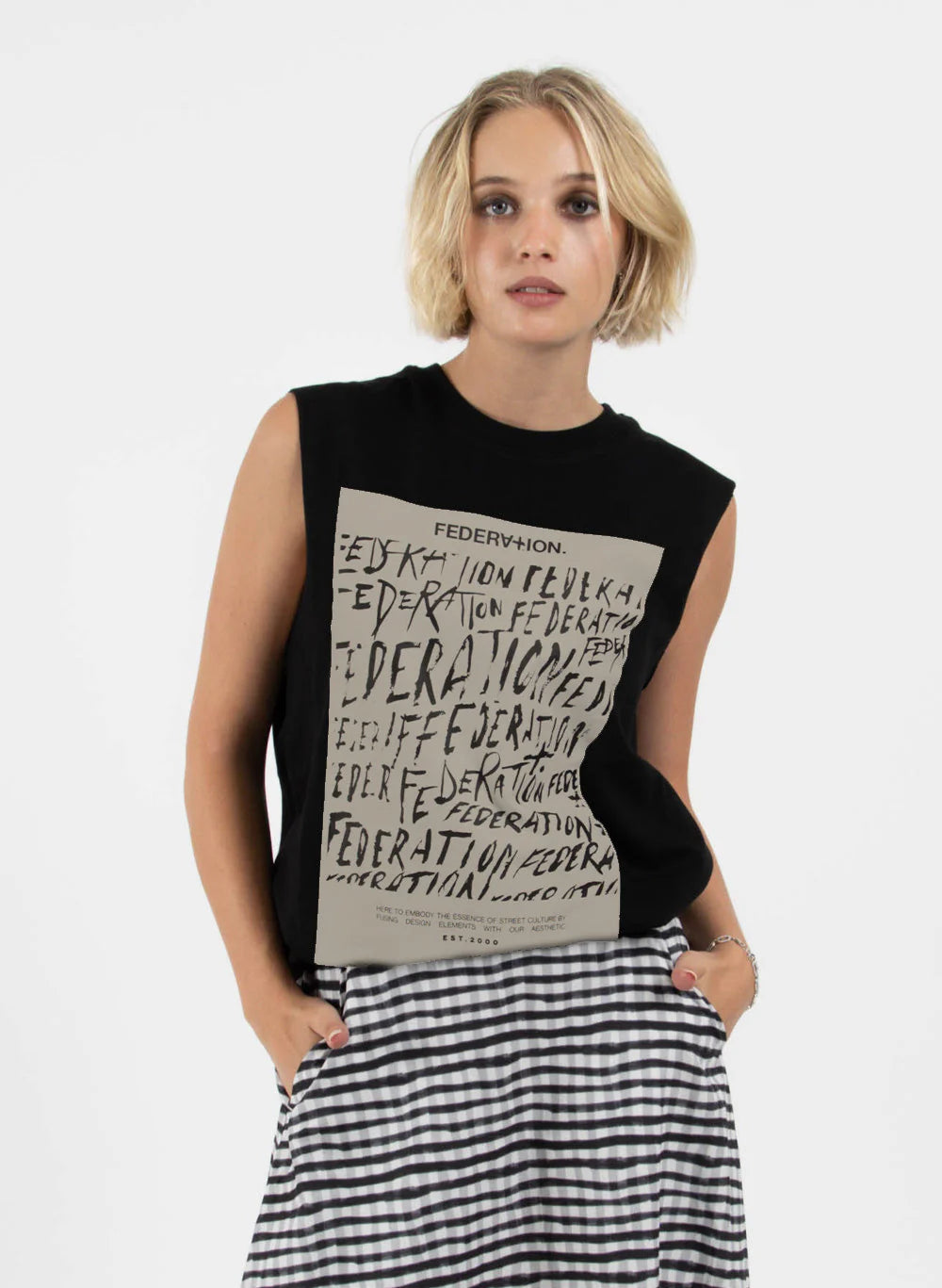 FEDERATION OUR TANK THE DAILY - BLACK metallic tank top