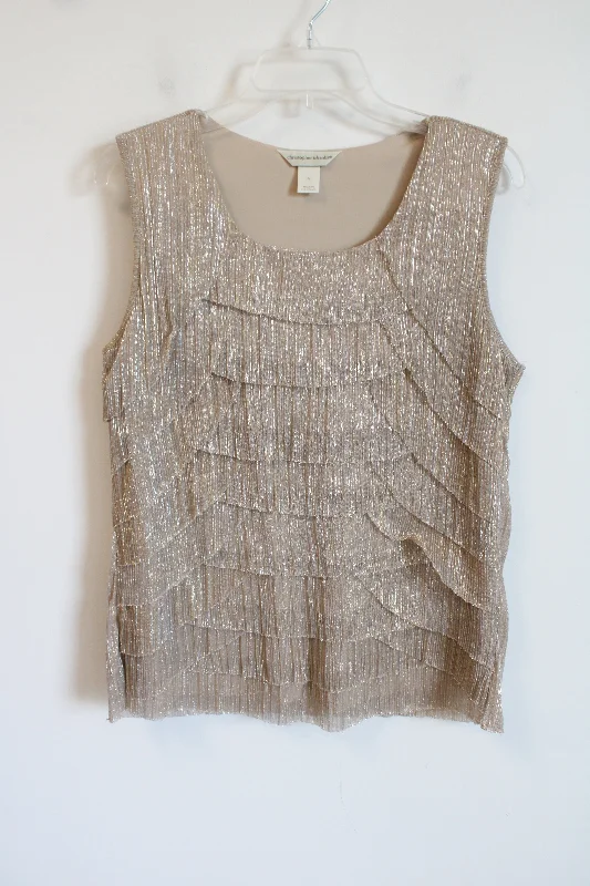 Christopher & Banks Gold Layered Tank | M sage tank top