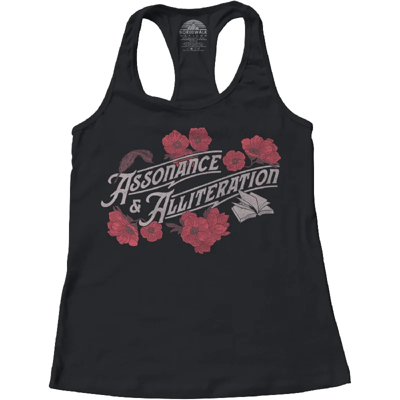 Women's Assonance and Alliteration Racerback Tank Top playful tank top