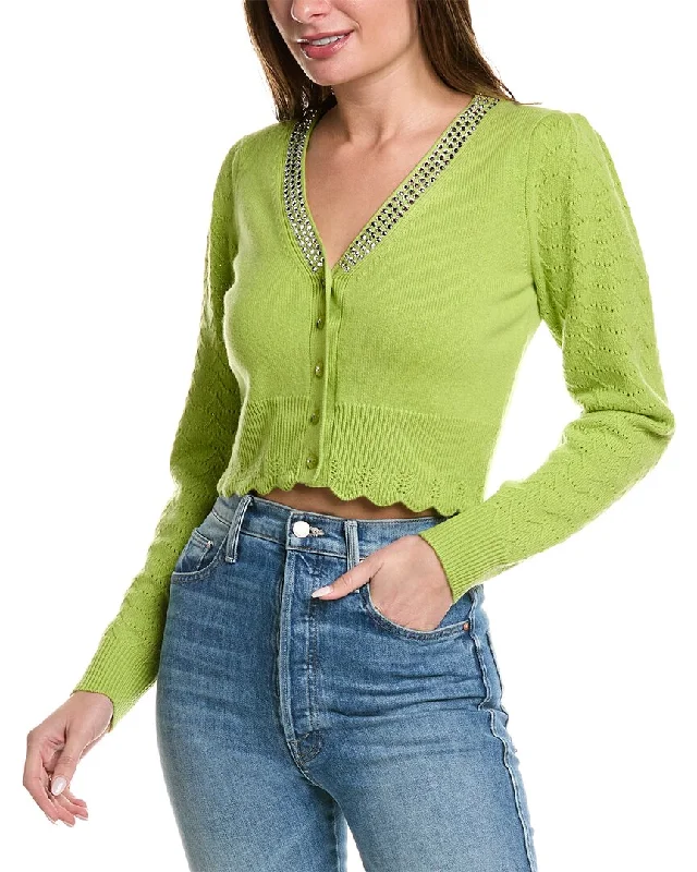 LoveShackFancy Brynner Wool & Cashmere-Blend Crop Cardigan Wool Fabric Cashmere Fabric Tweed Fabric