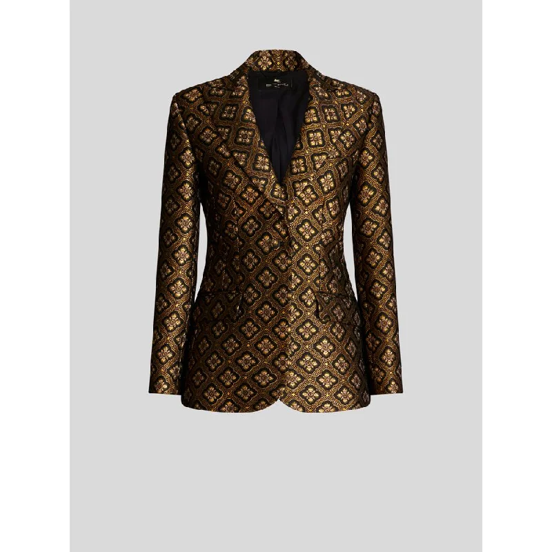 JACQUARD JACKET WITH MEDALLIONS Satin Jacket Silk Jacket Chiffon Jacket