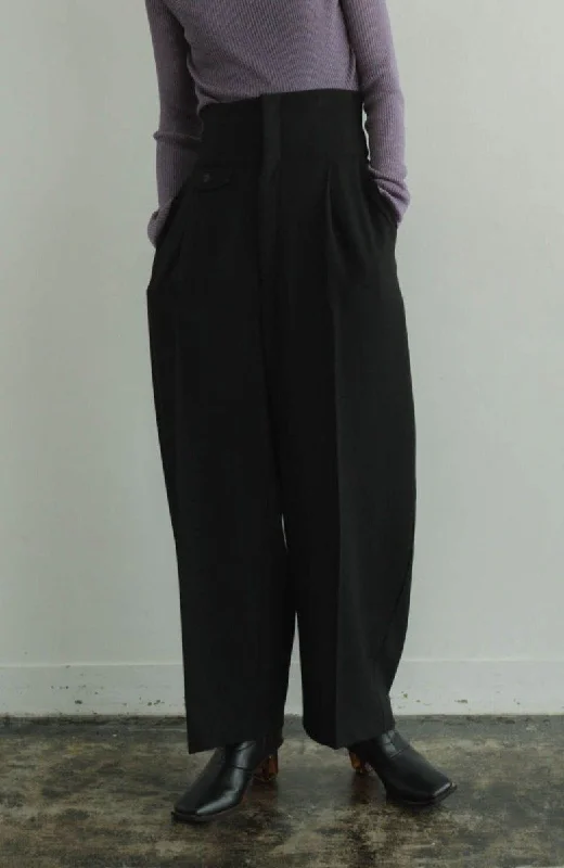 High Waist Lace up Slacks Pants/2color Fashionable Work Pants