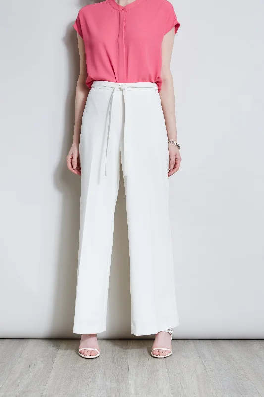 T-Tahari Wide Leg Tie Pant Classic Pleated Pants