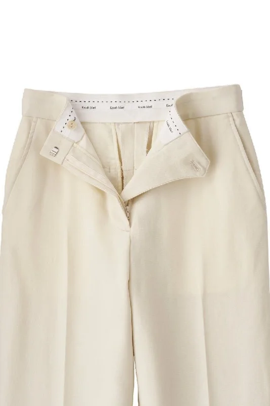 High End- Wool Straight Pants/Cream Modern Skinny Pants