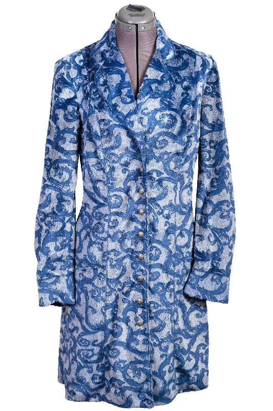 Scully Womens Blue Polyester Jacquard Jacket Striped Jacket Polka Dot Jacket Floral Jacket