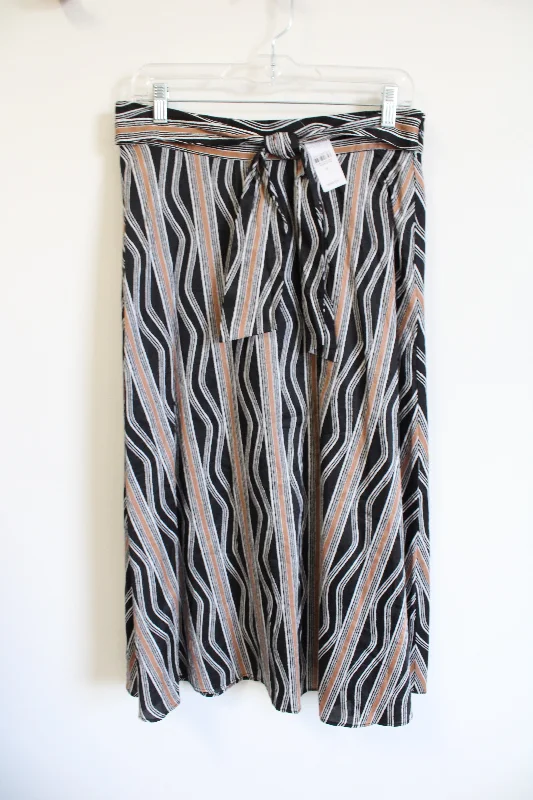 NEW Ann Taylor Black Brown White Patterned Skirt | 6 denim skirt fashionable