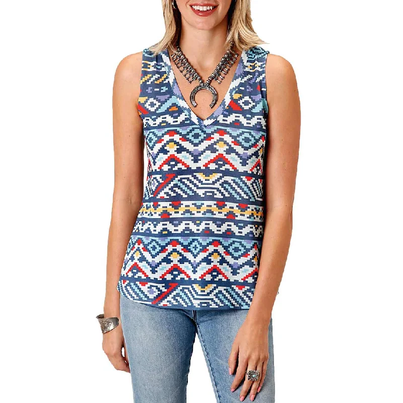 Roper Women's Aztec Print Knit Tank Top lace tank top