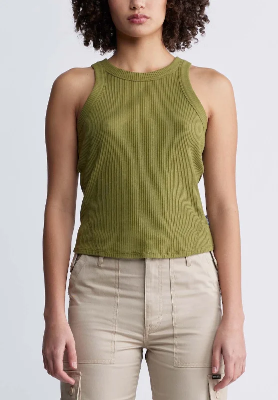 Regine Women’s Ribbed Tank Top in Olive - KT0119P turquoise tank top