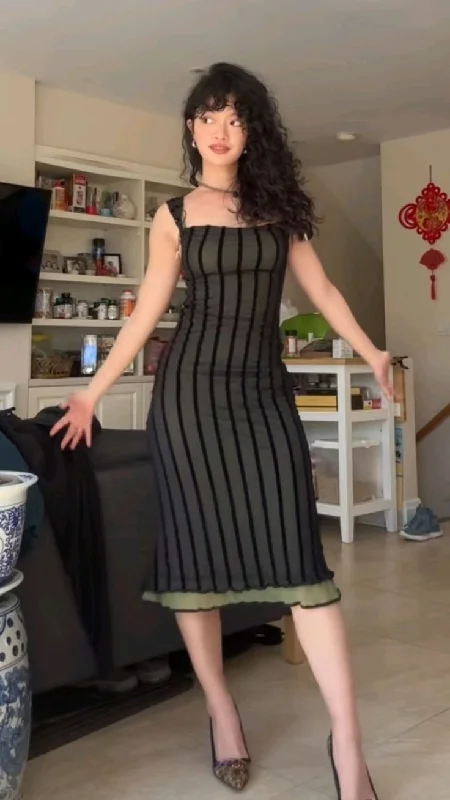 Vintage Straps Sheath Midi Length Cocktail Dress Party Dress, D177 Tunics Brand named
