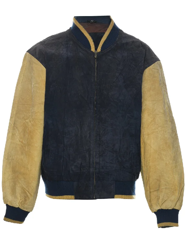 Two Tone Suede Jacket - L Insulated Jacket Fitted Jacket Loose Jacket