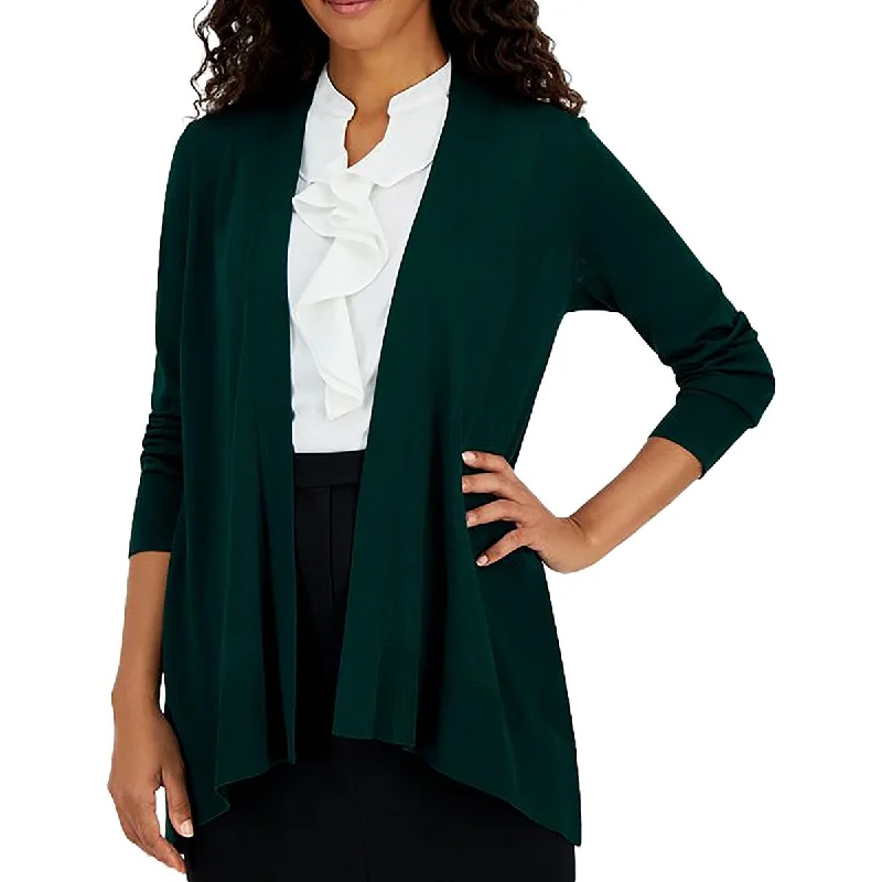 Kasper Womens Solid Knit Cardigan Sweater Herringbone Houndstooth Plaid