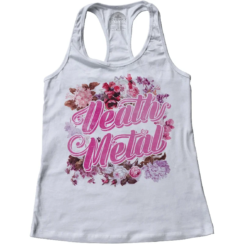 Women's Funny Floral Death Metal Racerback Tank Top sheer tank top