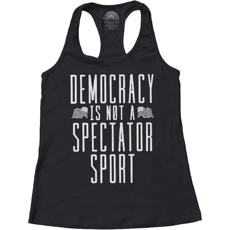 Women's Democracy Is Not a Spectator Sport Racerback Tank Top metallic tank top