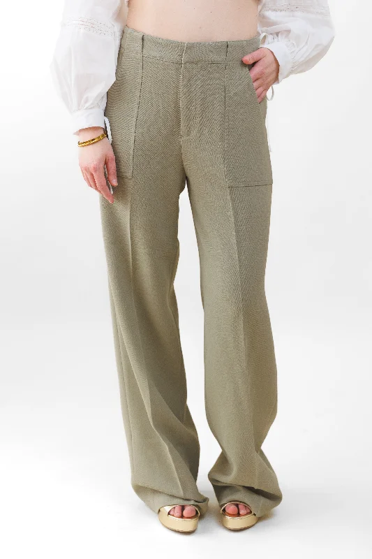 JENNA TEXTURED WIDE-LEG PANTS Elegant Wool Trousers