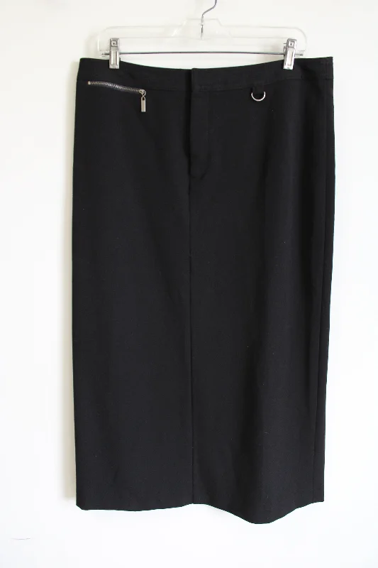 Rafaella Black Zipper Detail Skirt | 14 satin skirt smooth