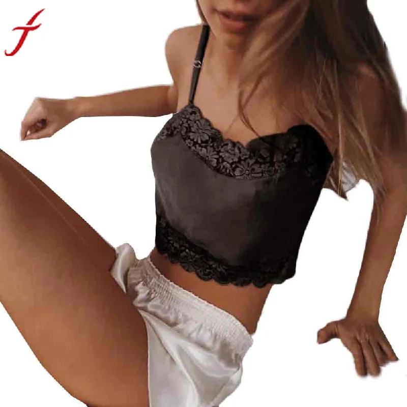 Women Fashion 2017 Crop Top Cropped Crochet Bikini Small Vest Strap Sexy Lace Tank Top Sleeveless Silk Tops#LSIN neon tank top