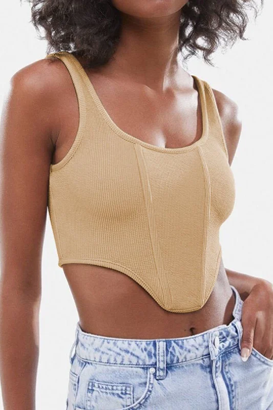 WOMEN SEXY DEEP U NECK CROP TANK TOP vintage tank top