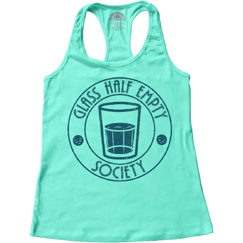Women's Glass Half Empty Society Racerback Tank Top vintage tank top