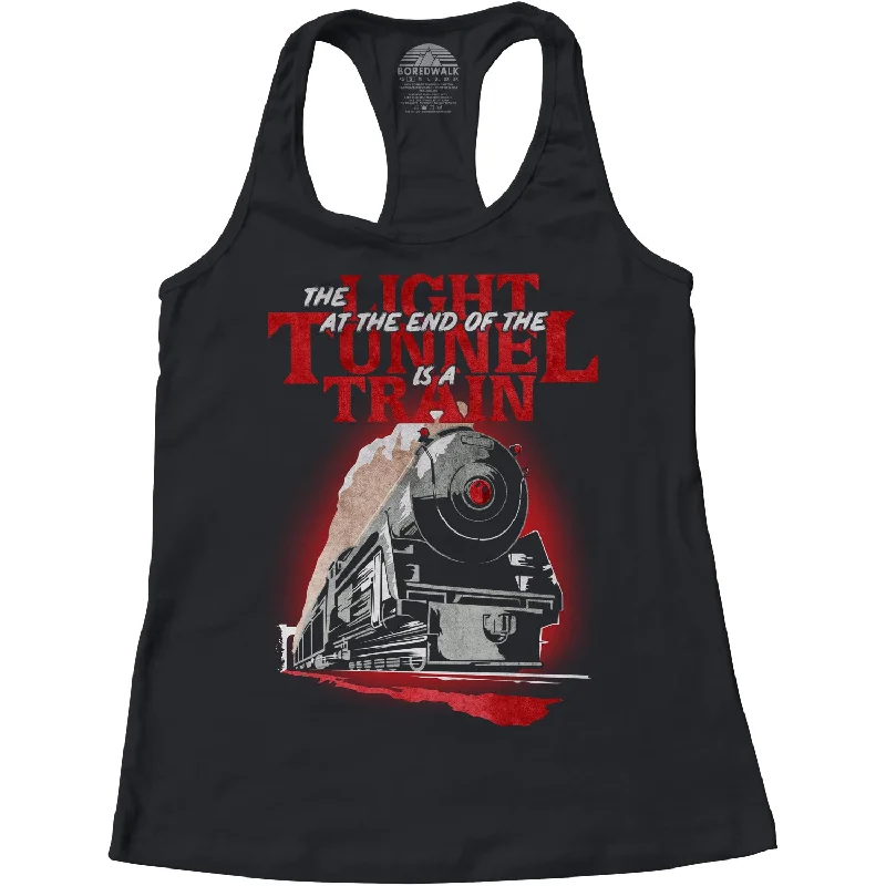 Women's The Light at The End of The Tunnel is a Train Racerback Tank Top cropped tank top