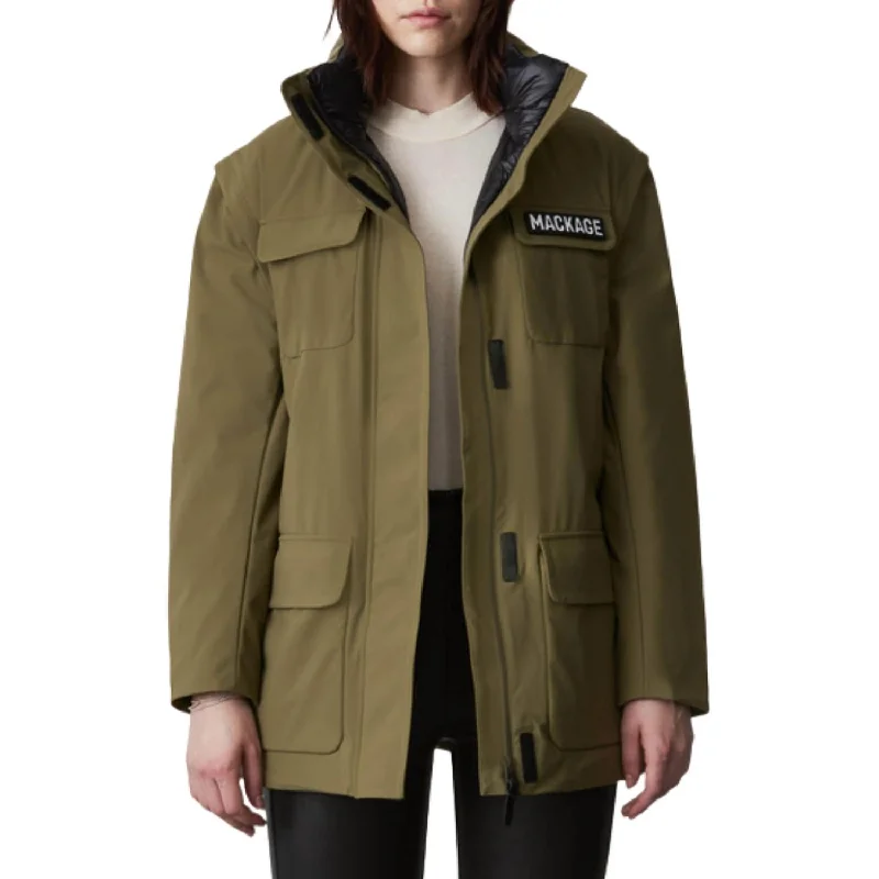 Agata Field Jacket In Olive Tiered Jacket Buttoned Jacket Zippered Jacket