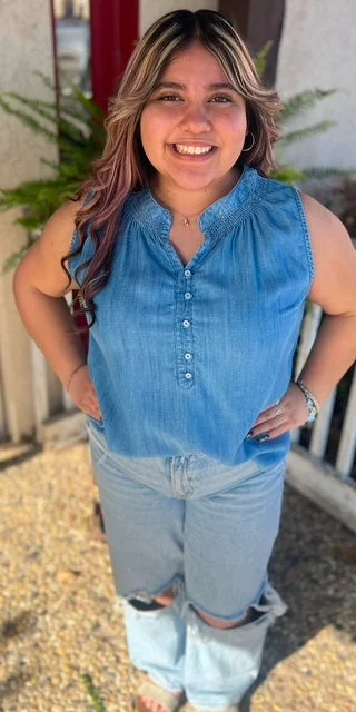 Denim Tank lace tank top