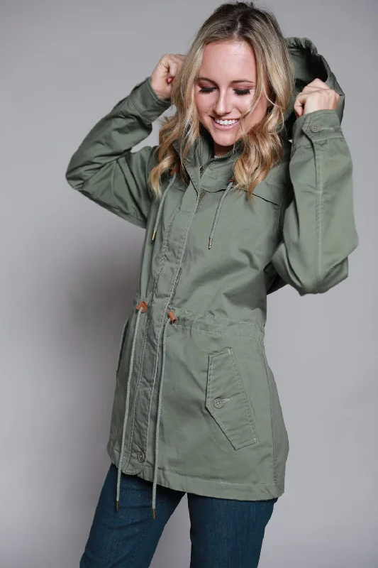 Kimes Ranch Womens Longrider 2 Anorak Dk Sage Cotton Blend Jacket Notch Collar Jacket Peter Pan Collar Jacket Cowl Neck Jacket