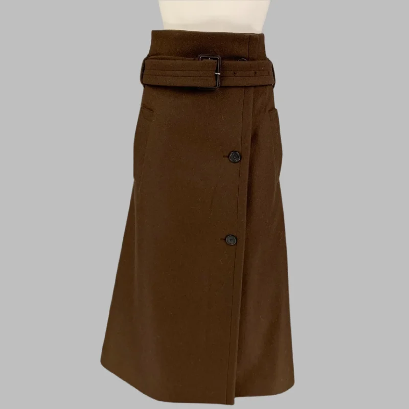 THE ROW Size XS Brown Wool Polyamide Benito Belted Paperbag Skirt chiffon skirt lightweight