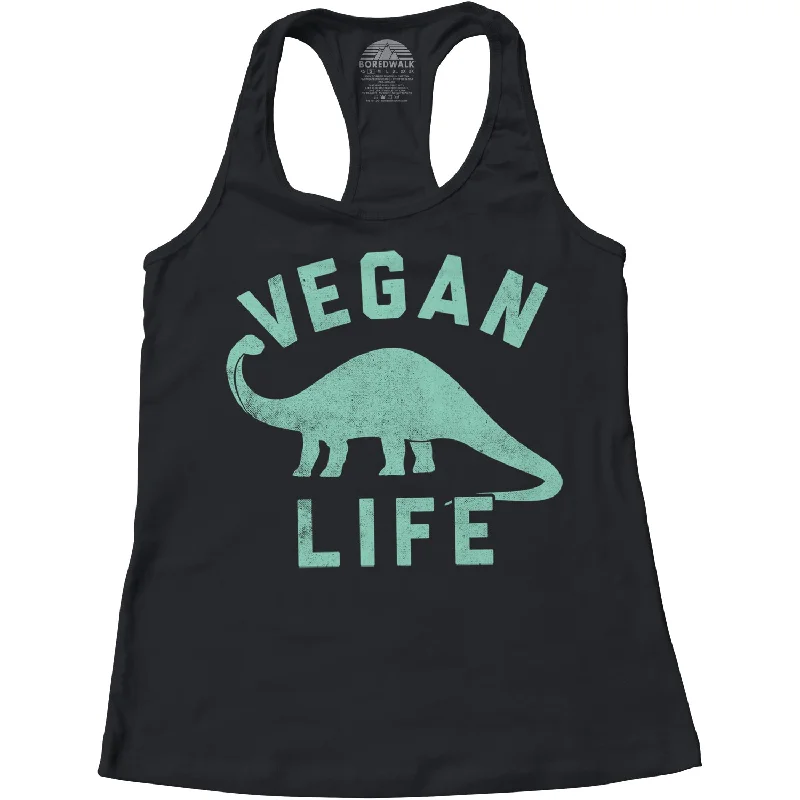 Women's Brontosaurus Vegan Life Racerback Tank Top soft tank top