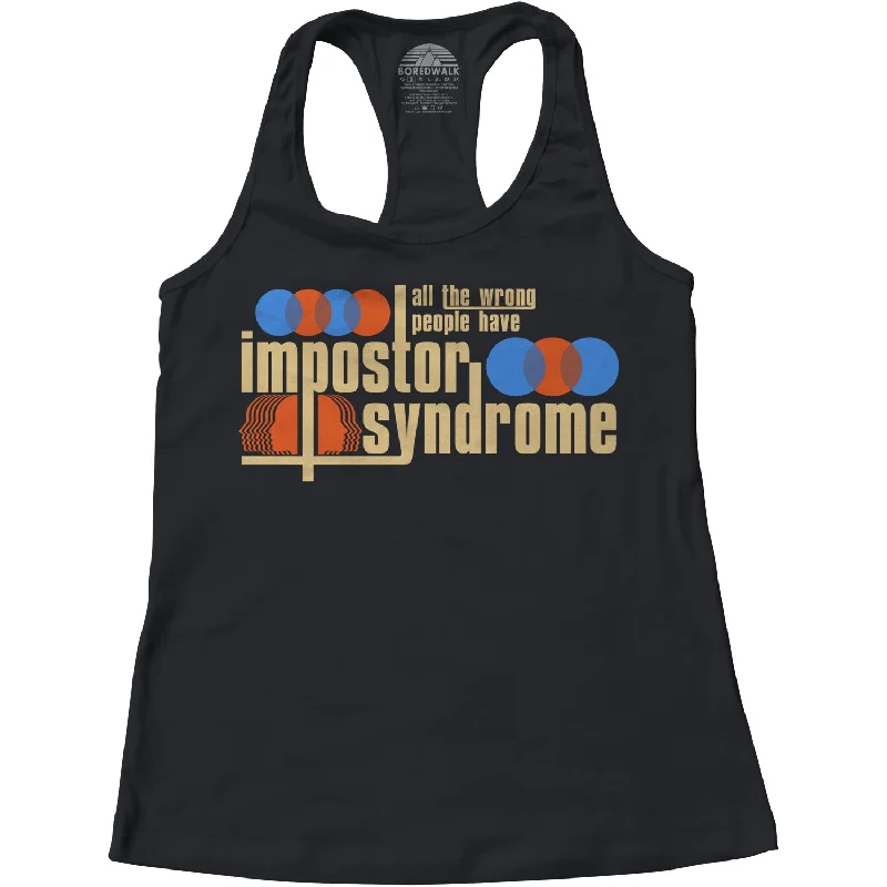 Women's All The Wrong People Have Impostor Syndrome Racerback Tank Top rhinestone tank top